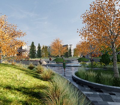 Park s původními kanadskými rostlinami