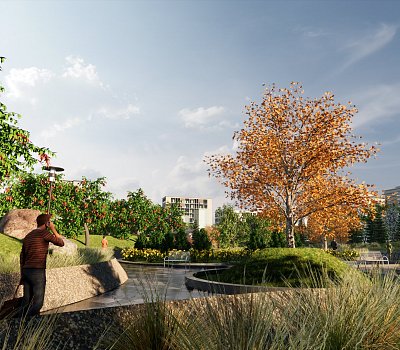 Park s původními kanadskými rostlinami