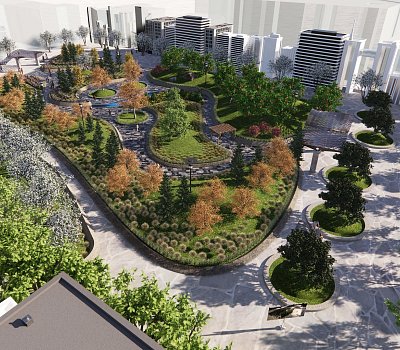 Park s původními kanadskými rostlinami